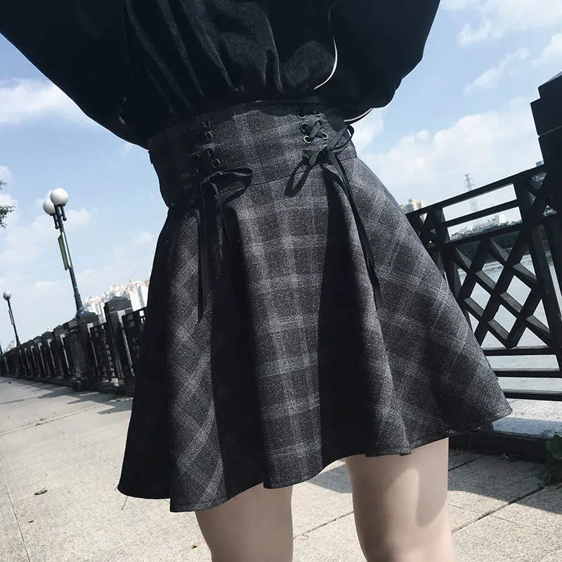 “ PLAID ” HIGH WAIST SKIRT W042604