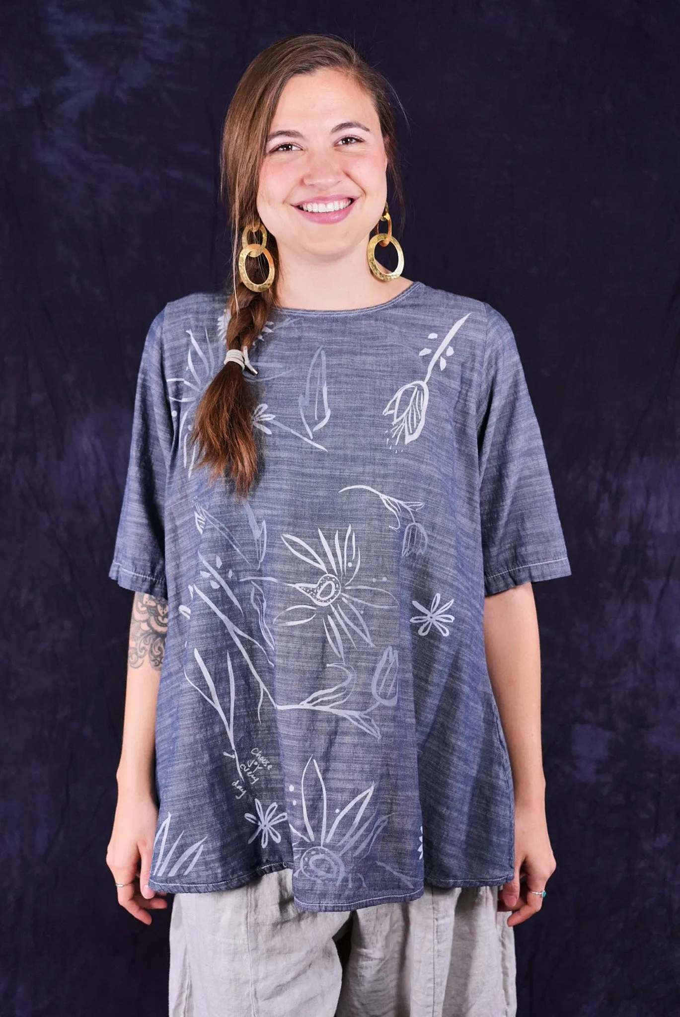 1210 Light Denim Chambray Top Sky-P
