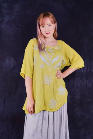 1210 Linen Springtime Top Citron-P