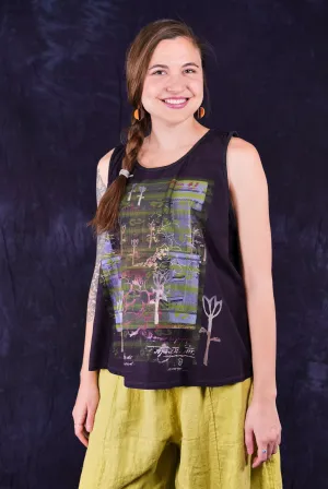 1212-2 Stripe Tank Dark Fig Floral Textile-P