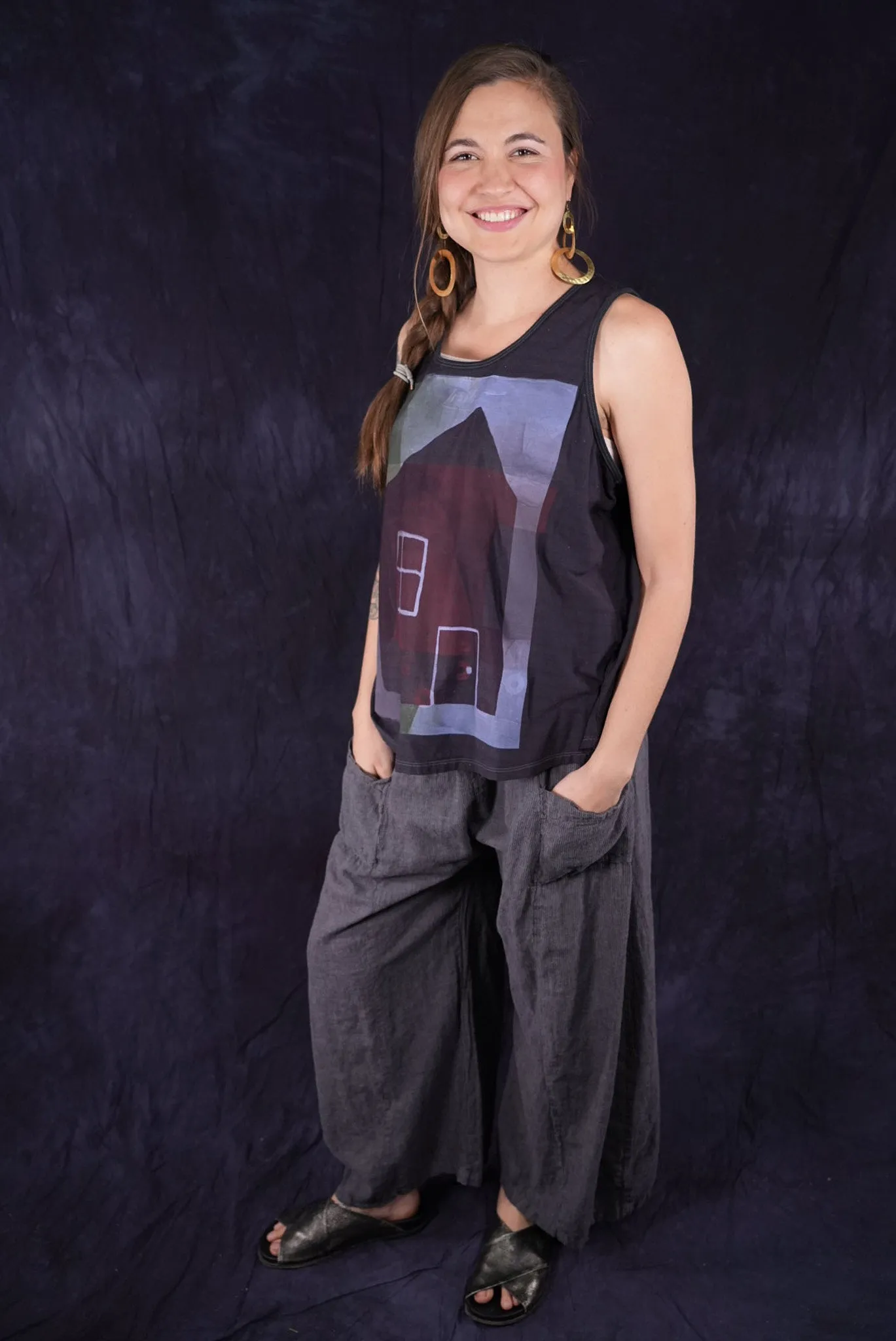 1212-2 Stripe Tank Metal Plum Home-P