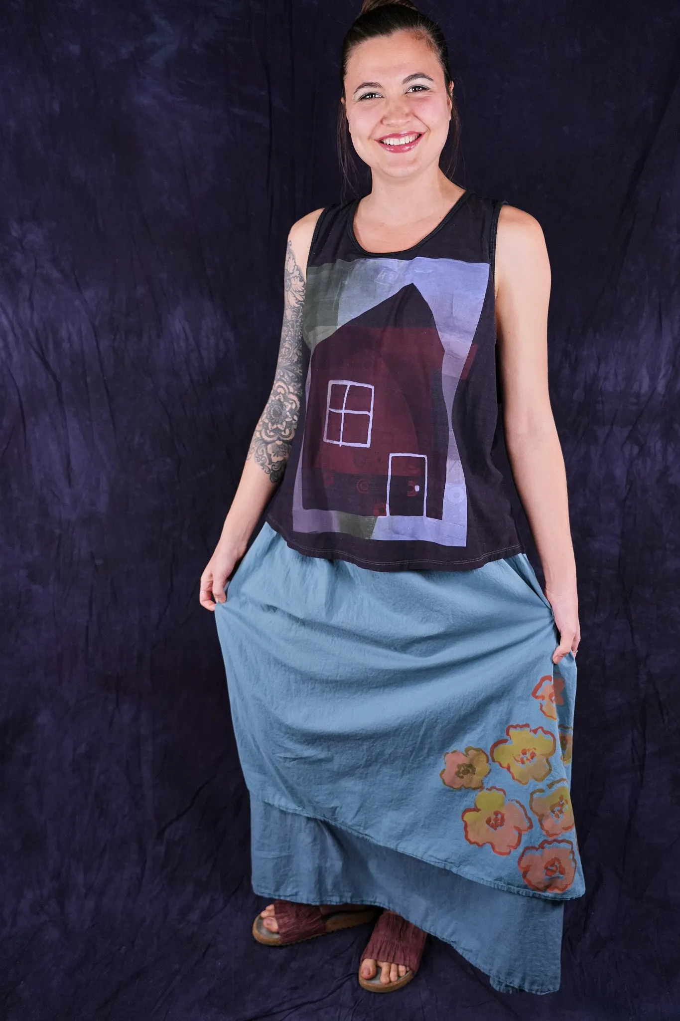1212-2 Stripe Tank Metal Plum Home-P