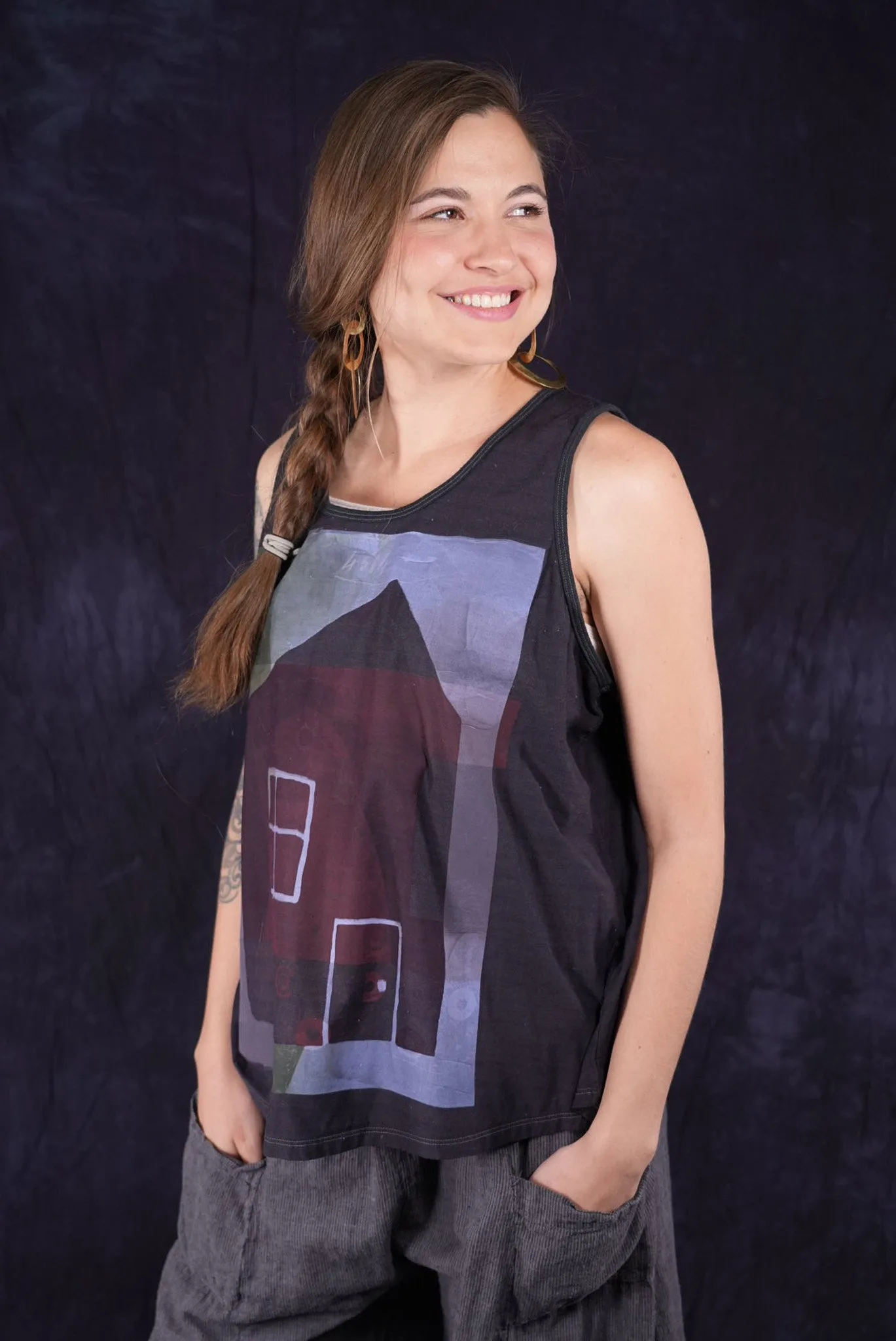 1212-2 Stripe Tank Metal Plum Home-P