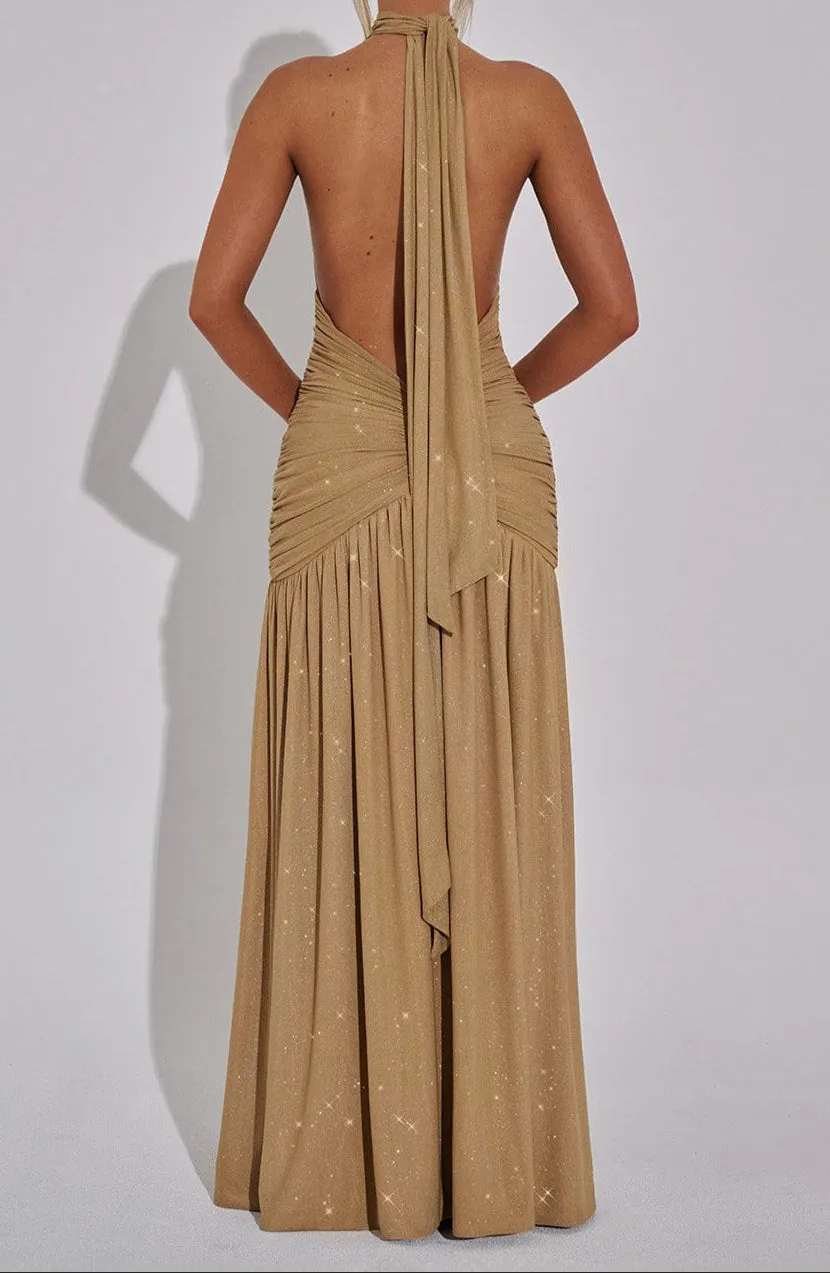 Aitana maxi dress – gold glitter
