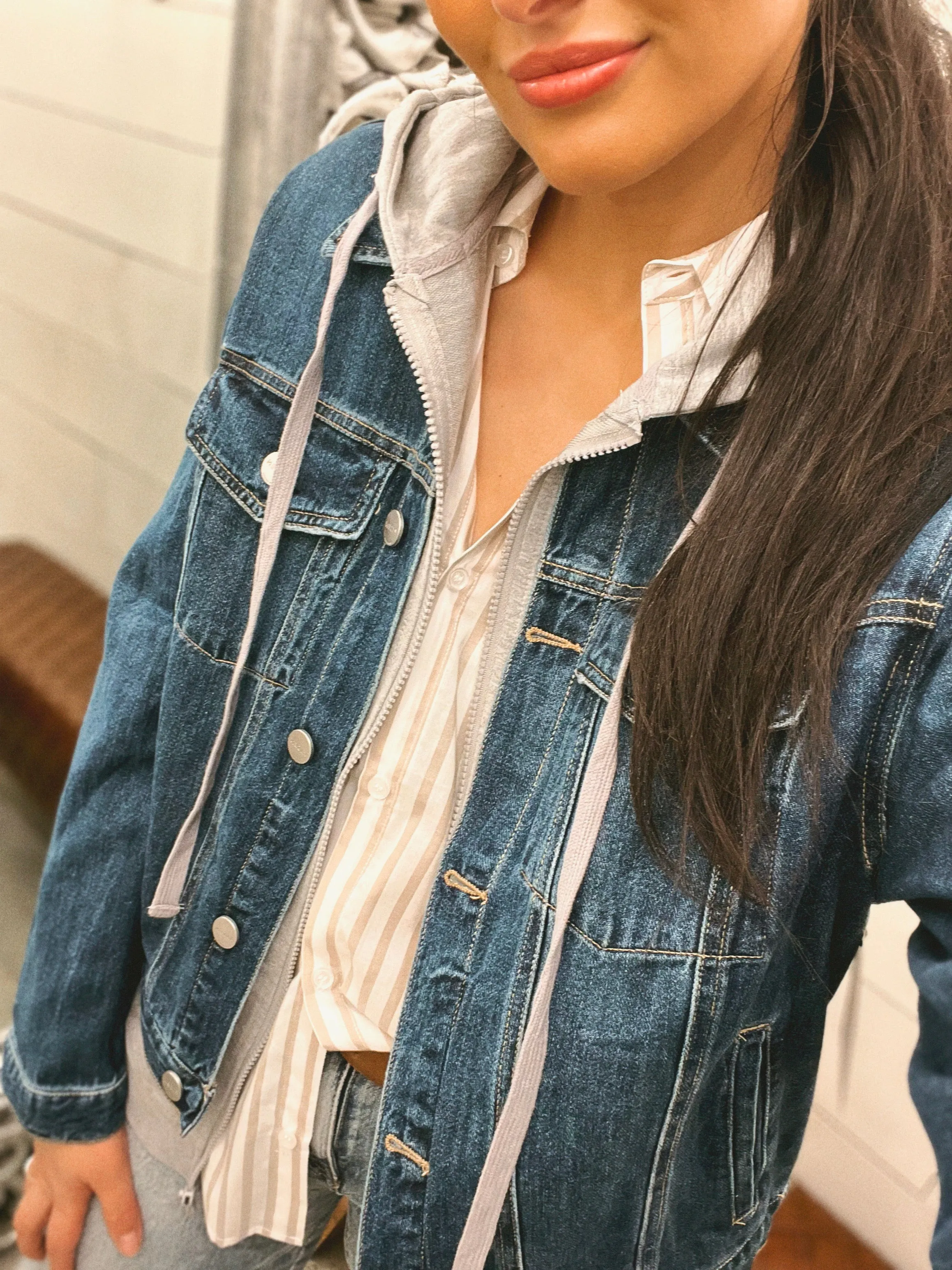 Alexa Oversize Hooded Jacket- Dark Wash