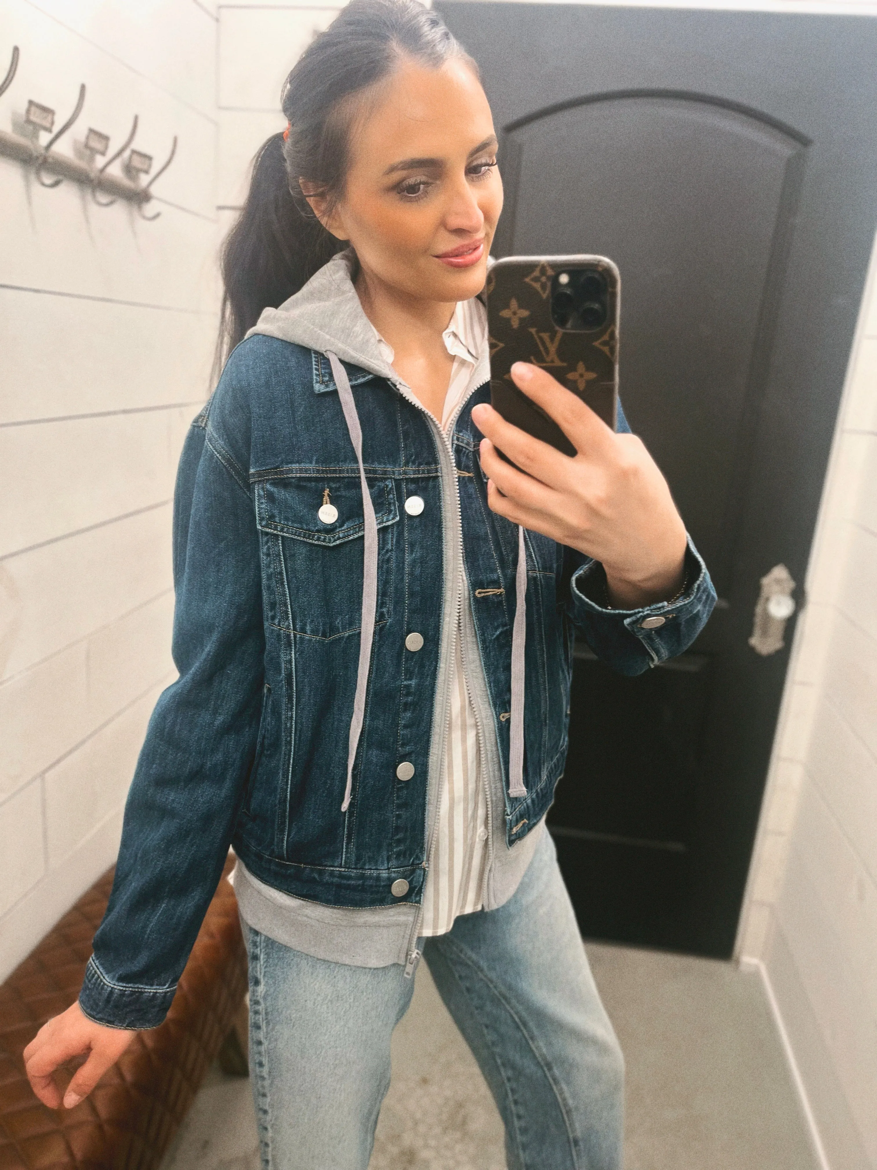 Alexa Oversize Hooded Jacket- Dark Wash