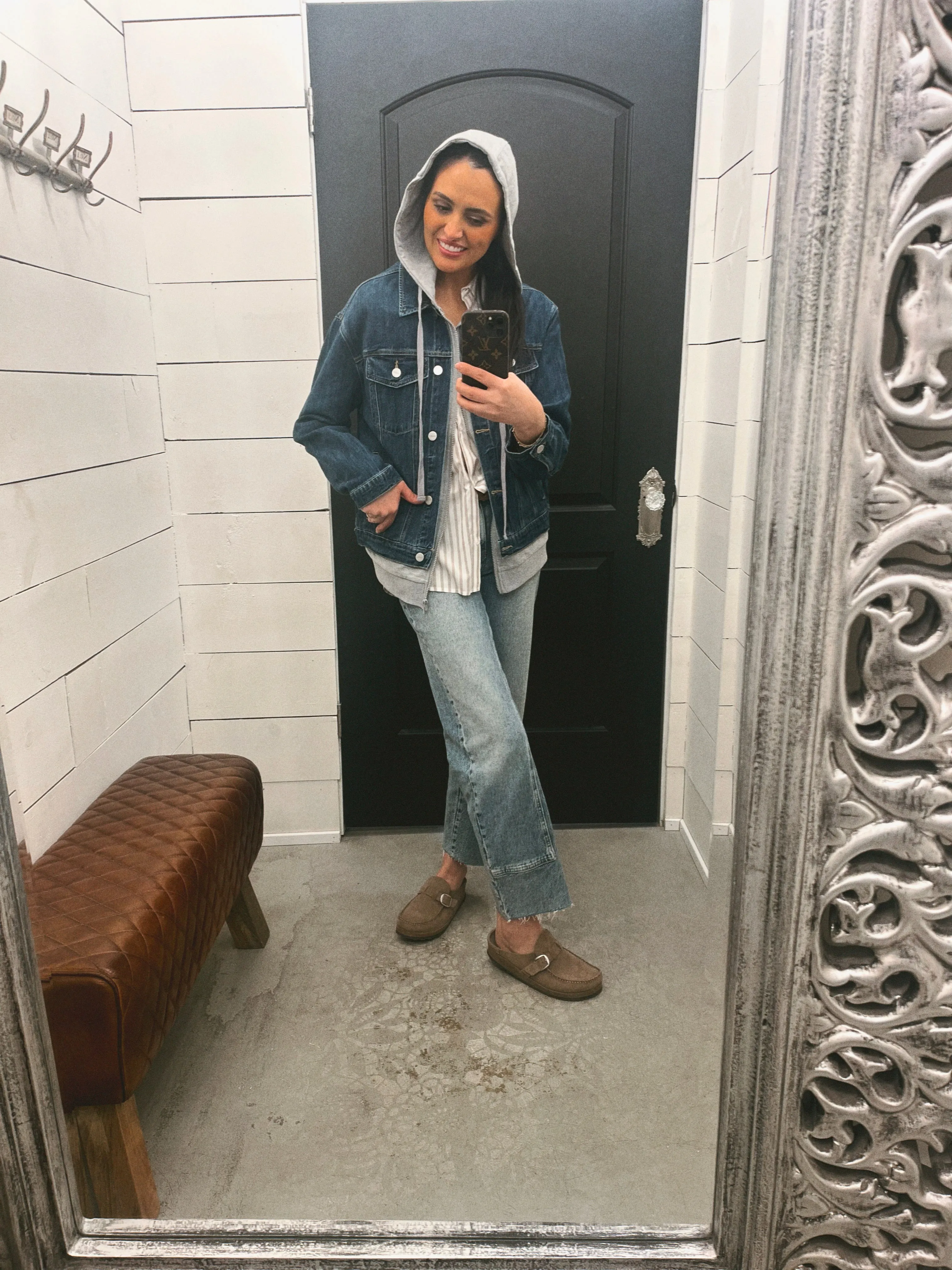 Alexa Oversize Hooded Jacket- Dark Wash