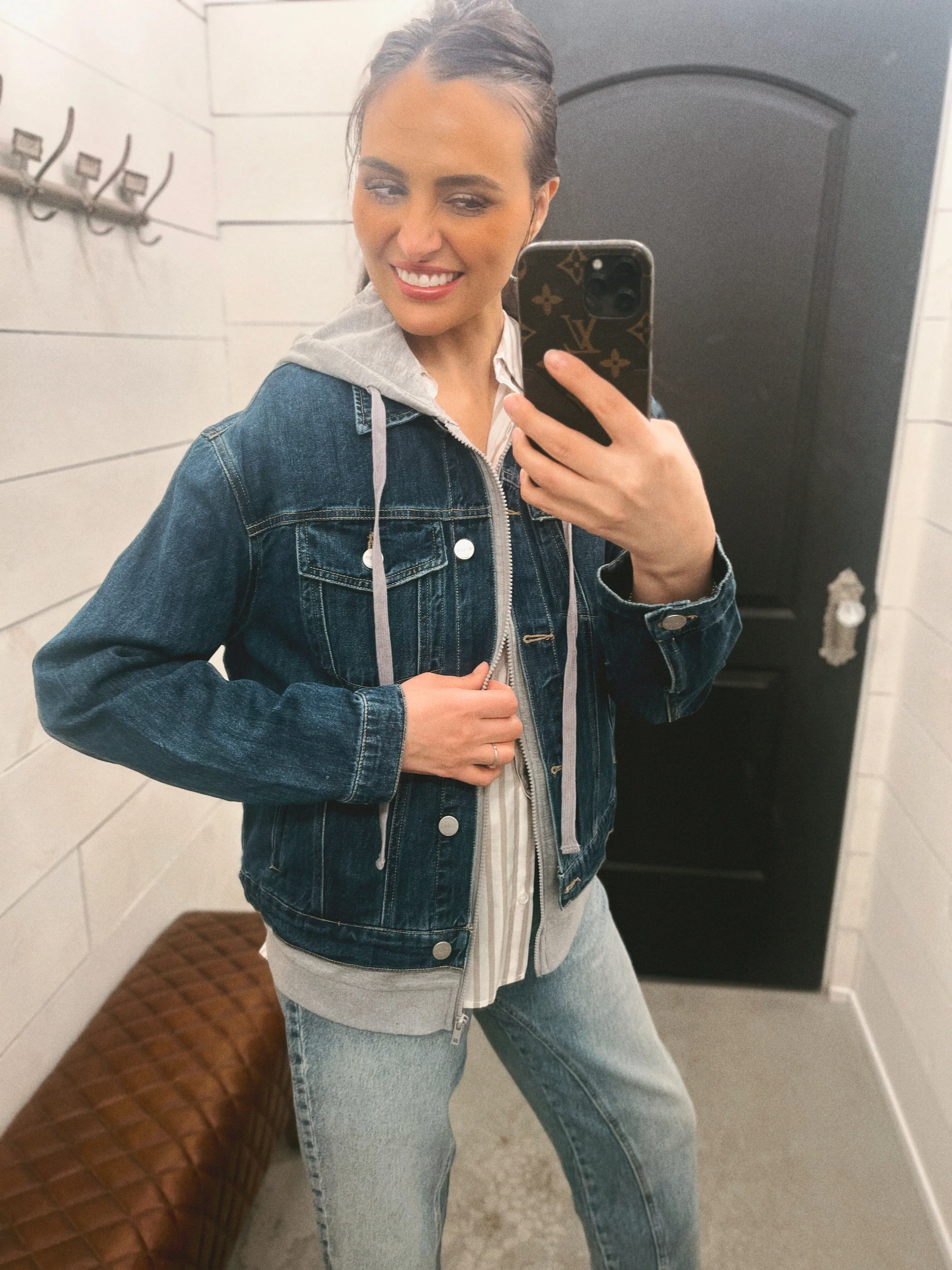 Alexa Oversize Hooded Jacket- Dark Wash