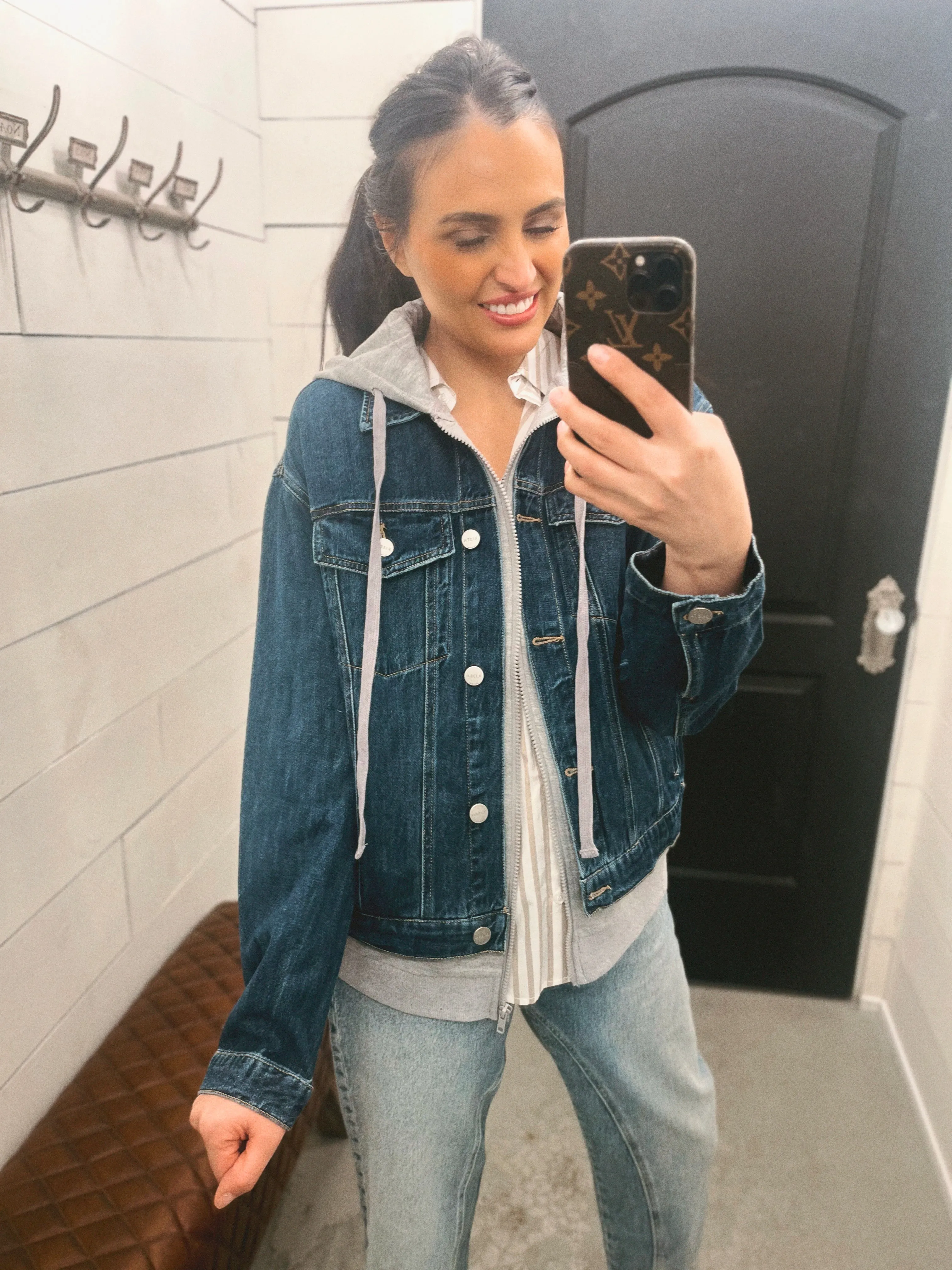 Alexa Oversize Hooded Jacket- Dark Wash