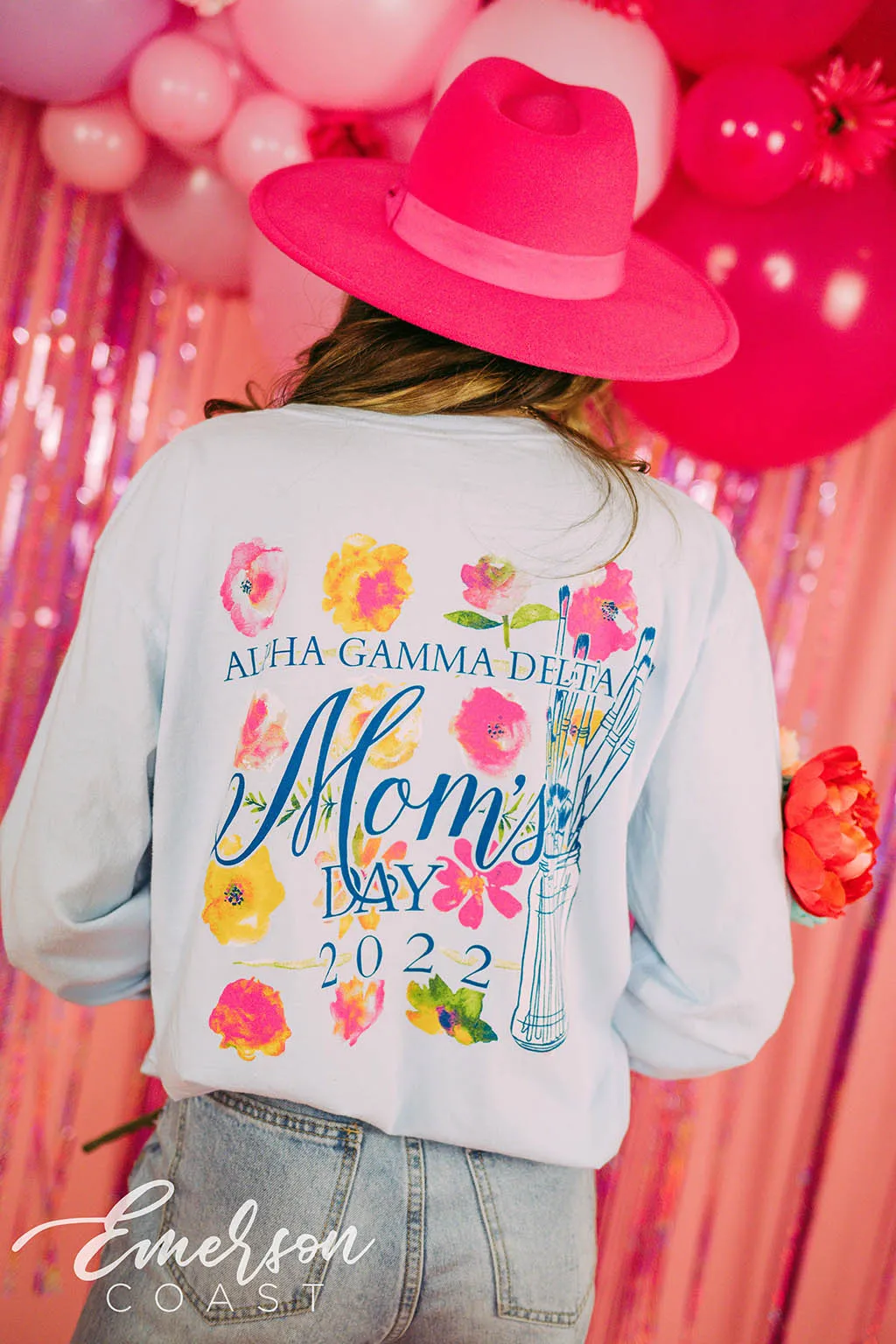 Alpha Gamma Delta Watercolor Moms Day Long Sleeve Tee