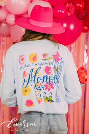 Alpha Gamma Delta Watercolor Moms Day Long Sleeve Tee