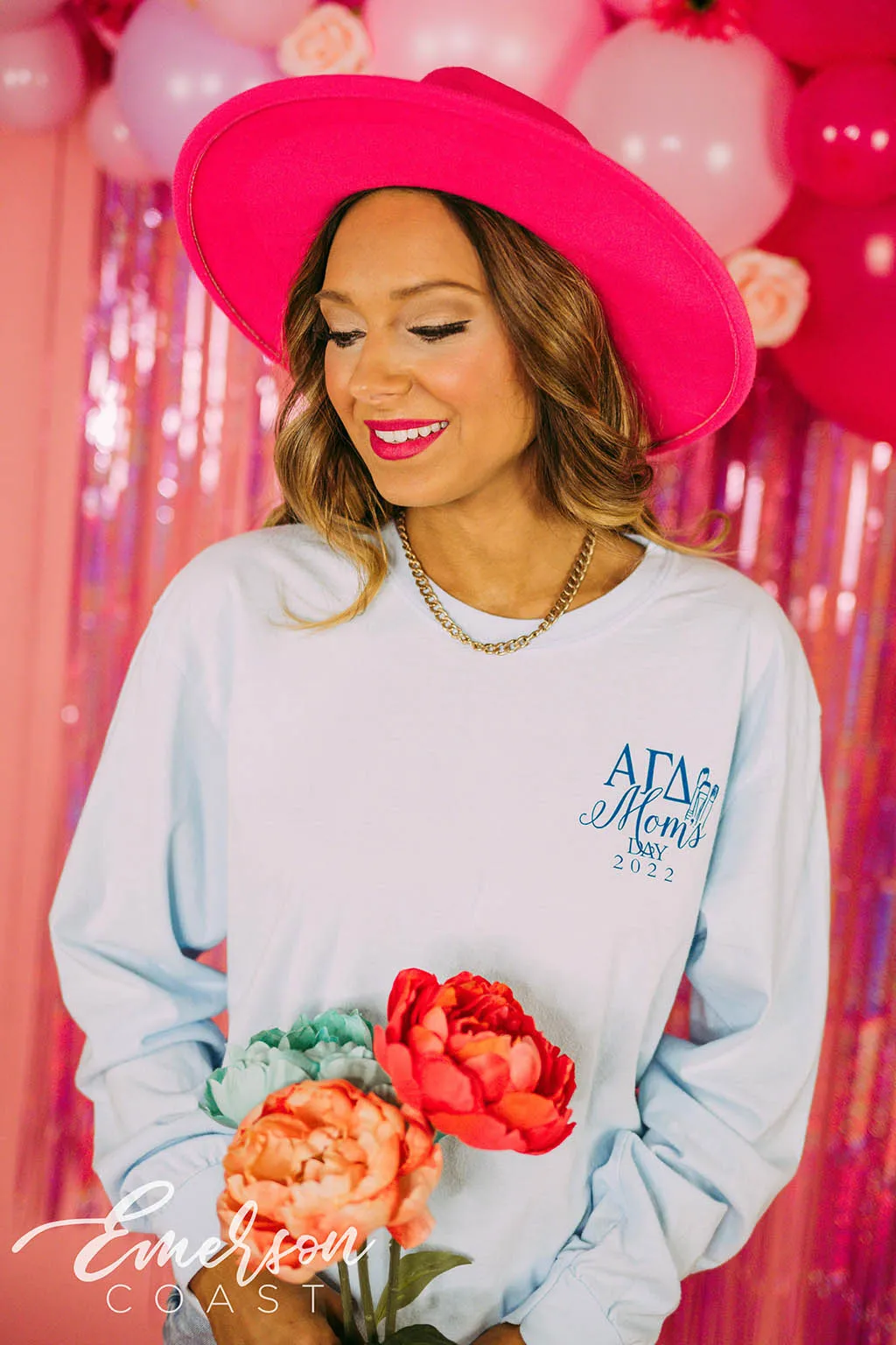 Alpha Gamma Delta Watercolor Moms Day Long Sleeve Tee