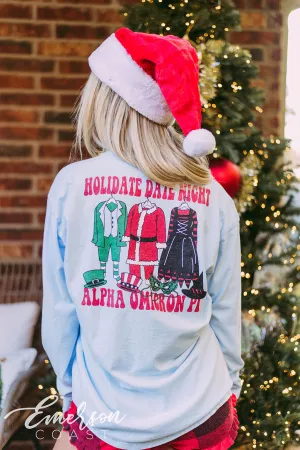 Alpha O Holiday Date Party Long Sleeve Tee