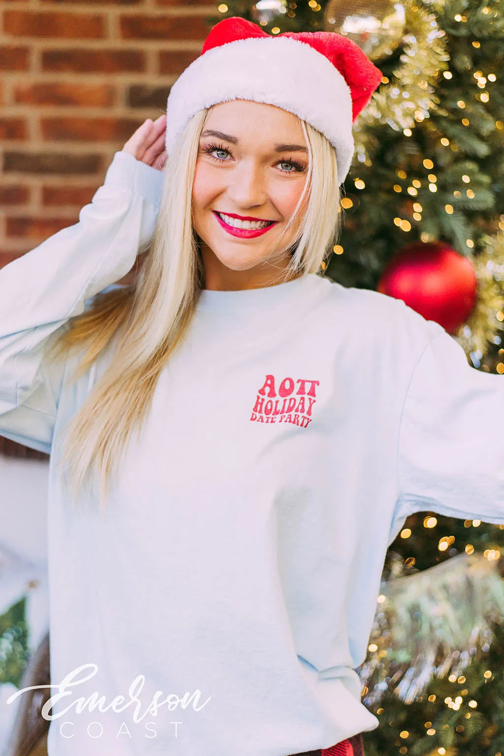 Alpha O Holiday Date Party Long Sleeve Tee