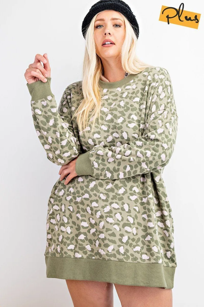 Animal Print Knit Dress Plus