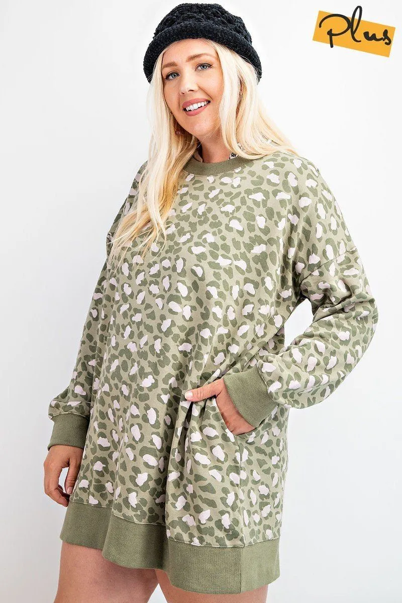 Animal Print Knit Dress Plus