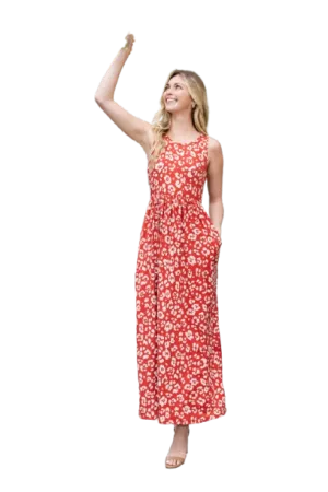 Animal Print Sleeveless Maxi Dress Rust/Taupe  - Pack of 6