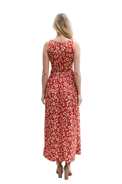 Animal Print Sleeveless Maxi Dress Rust/Taupe  - Pack of 6