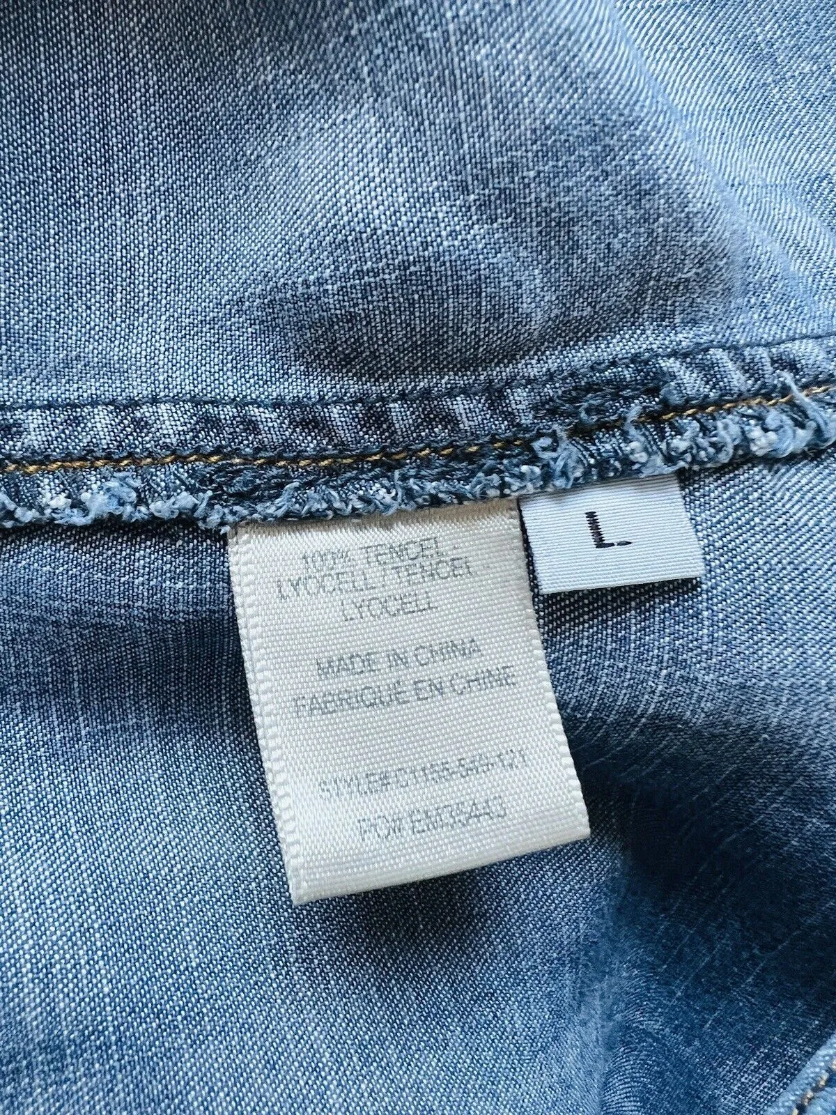 ANTHROPOLOGIE Cloth & Stone Chambray Shirt Sz L Long Sleeve Button Down