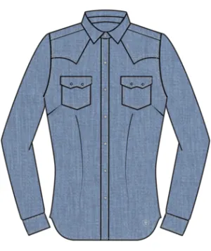 ARIAT LADIES DENIM BLEACHED CHAMBRAY LONG SLEEVE
