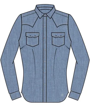 ARIAT LADIES DENIM BLEACHED CHAMBRAY LONG SLEEVE