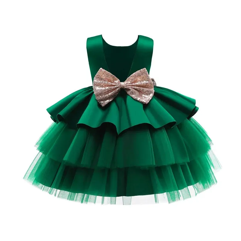 Backless Big Bow Princess Dress Wedding Birthday Party Toddler Kids Evening Prom Gown