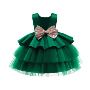 Backless Big Bow Princess Dress Wedding Birthday Party Toddler Kids Evening Prom Gown