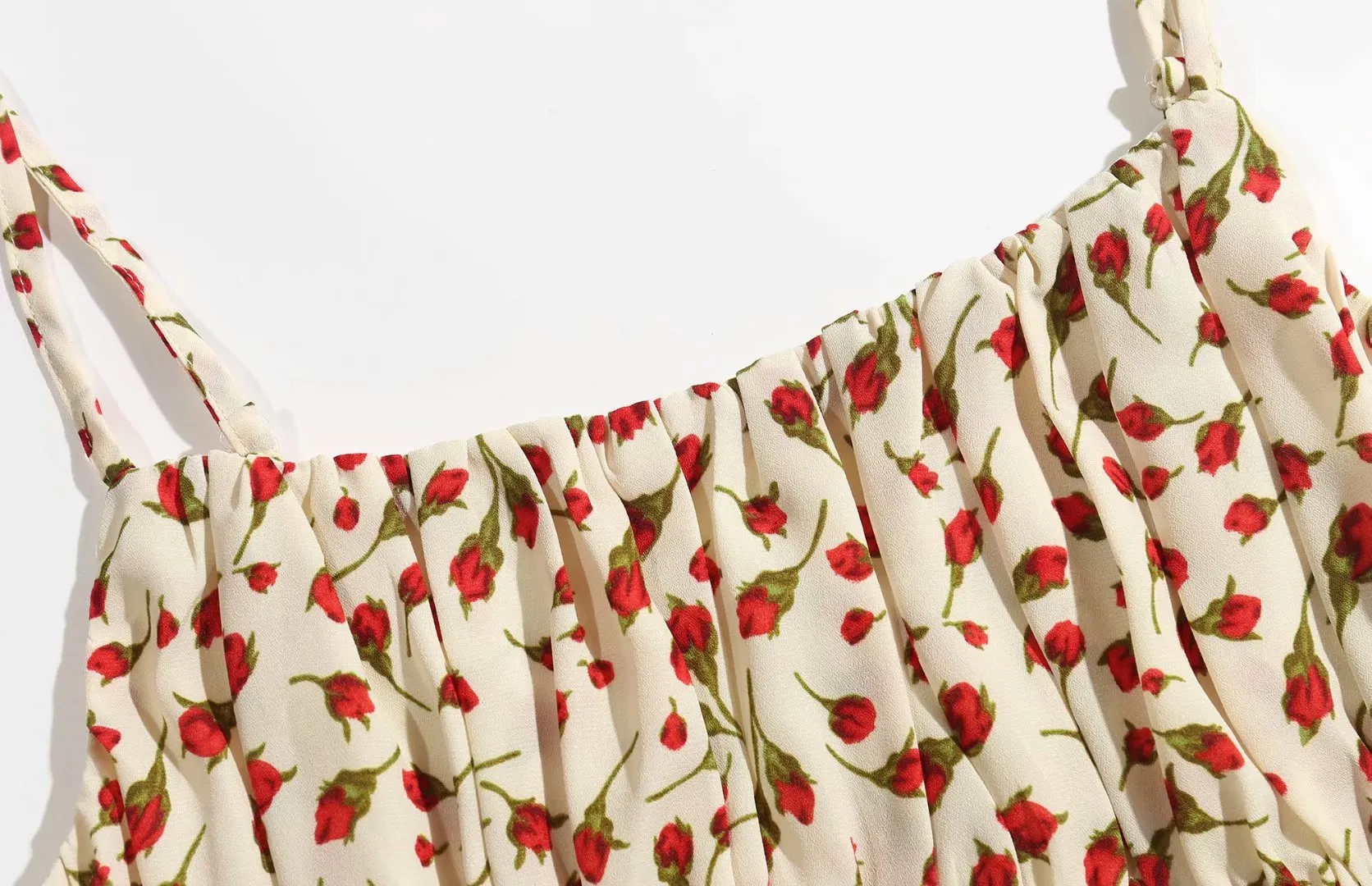 Backless Open Back Floral Printed Suspenders Midi Dress
