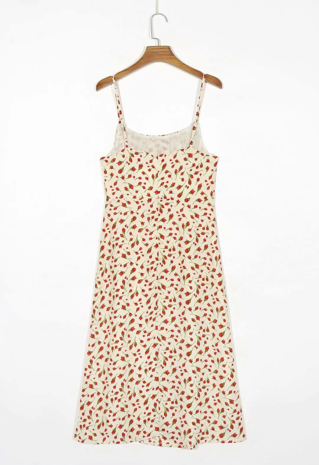 Backless Open Back Floral Printed Suspenders Midi Dress