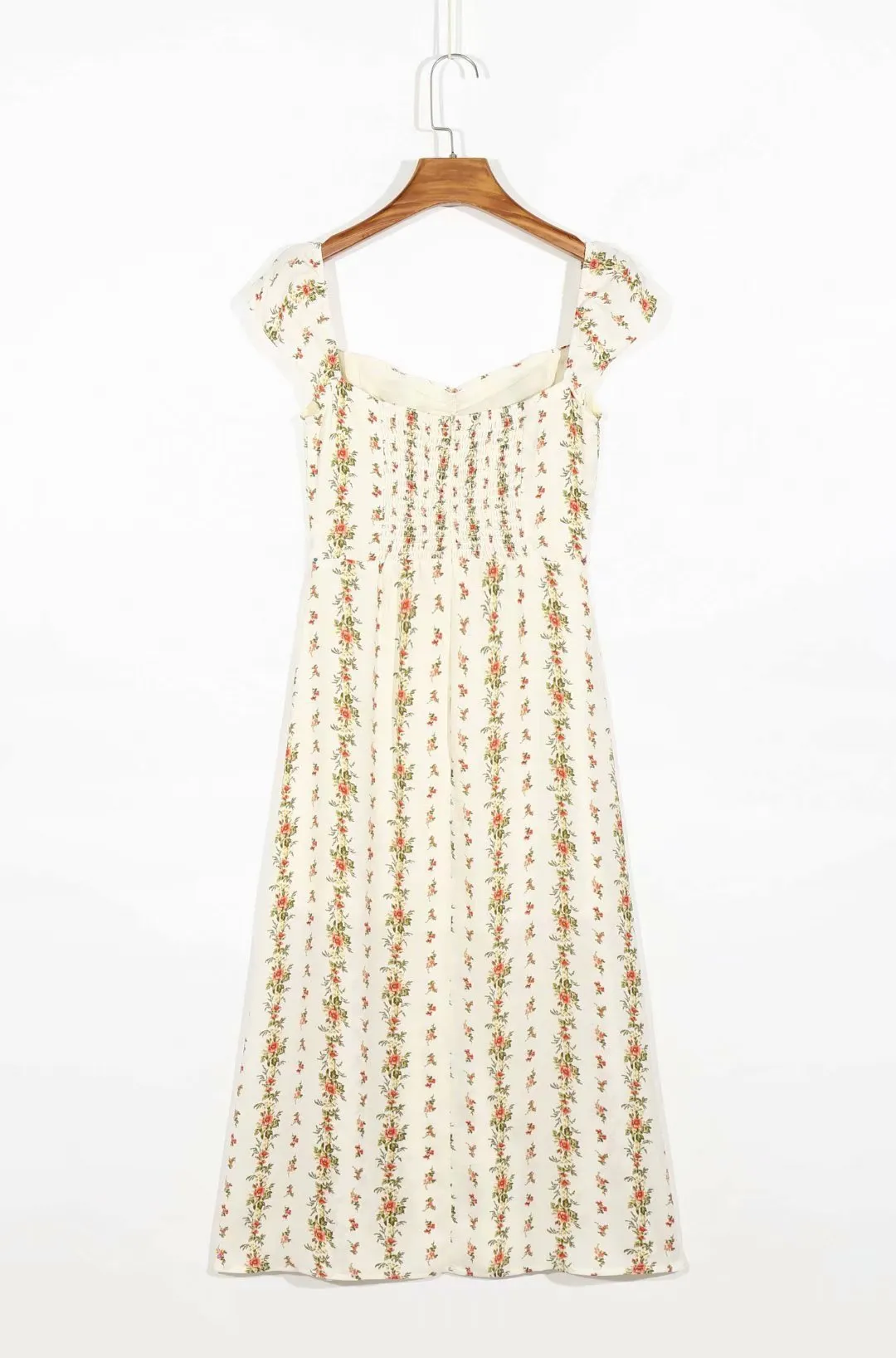 Backless Open Back Slit Floral Printed Midi Dress