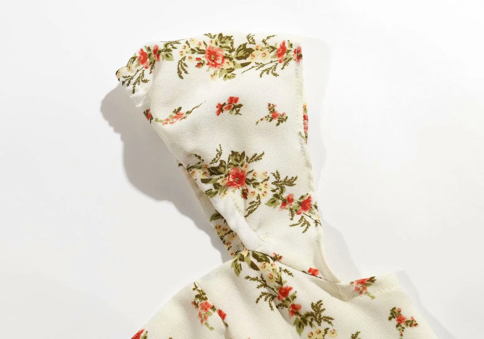 Backless Open Back Slit Floral Printed Midi Dress