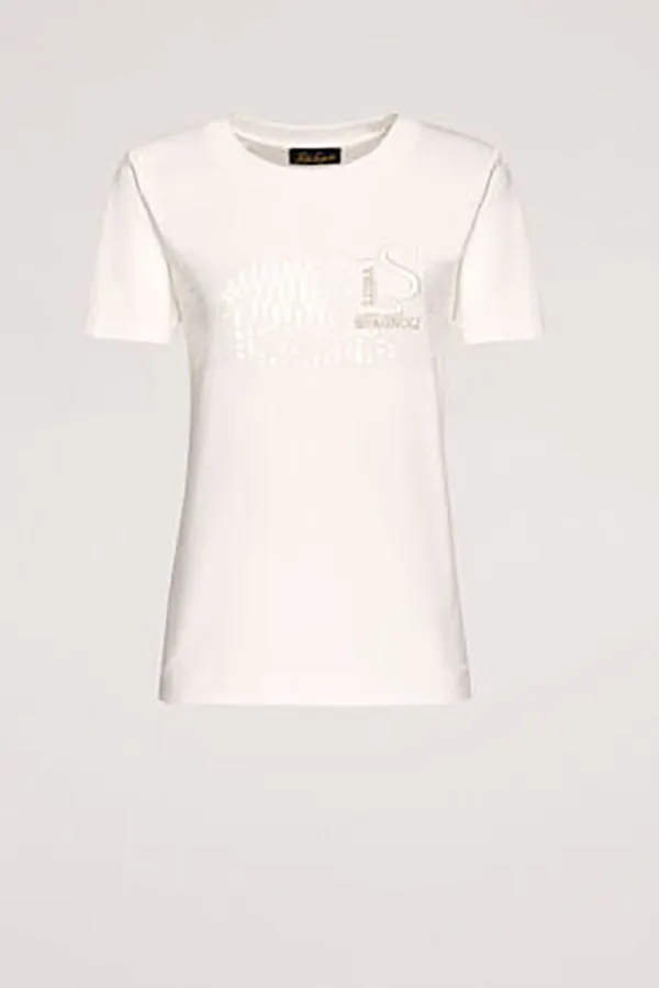 BALCONATA WHITE LOGO EMBROIDERED T-SHIRT