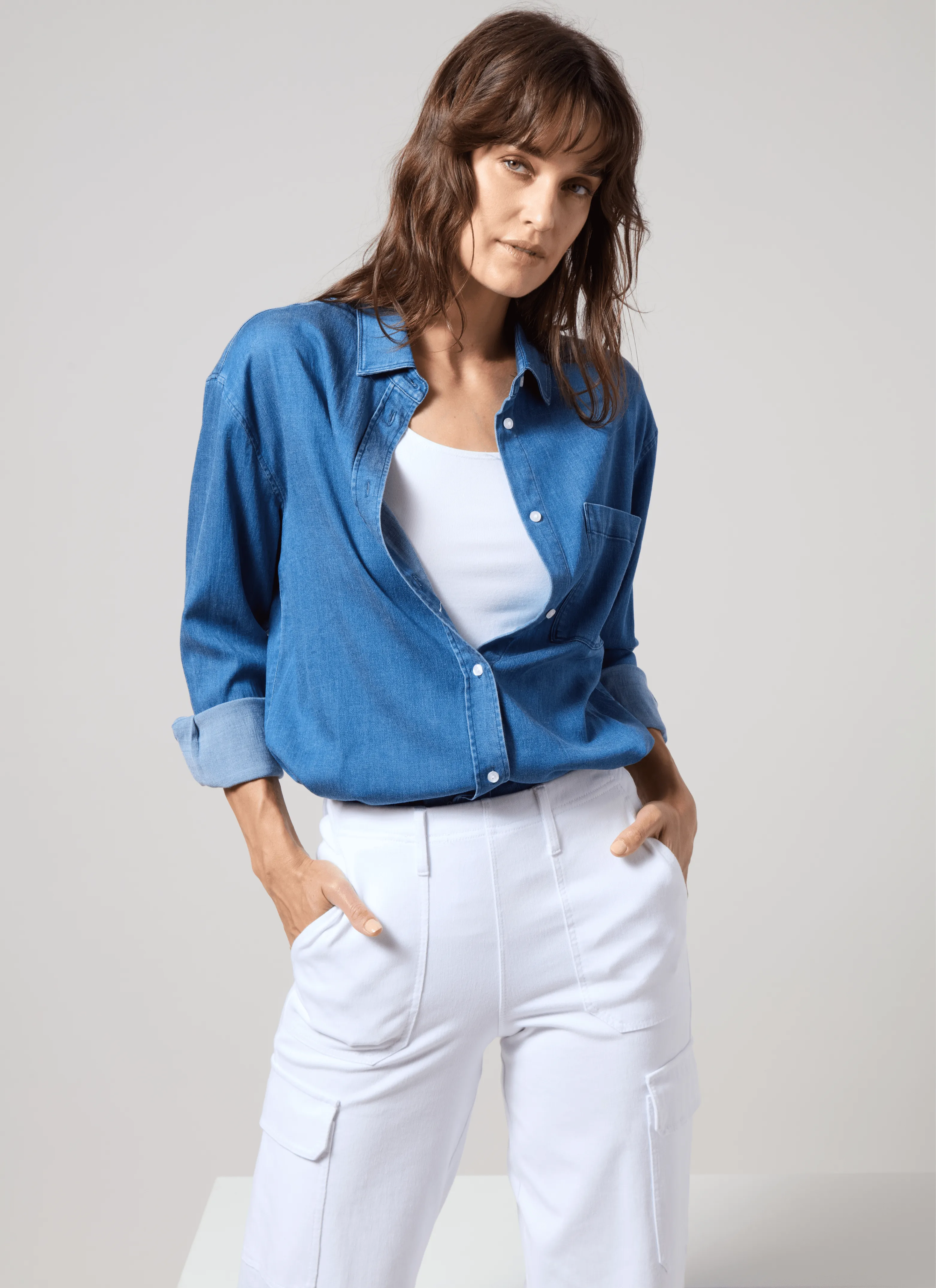 Bay Crop Chambray Shirt