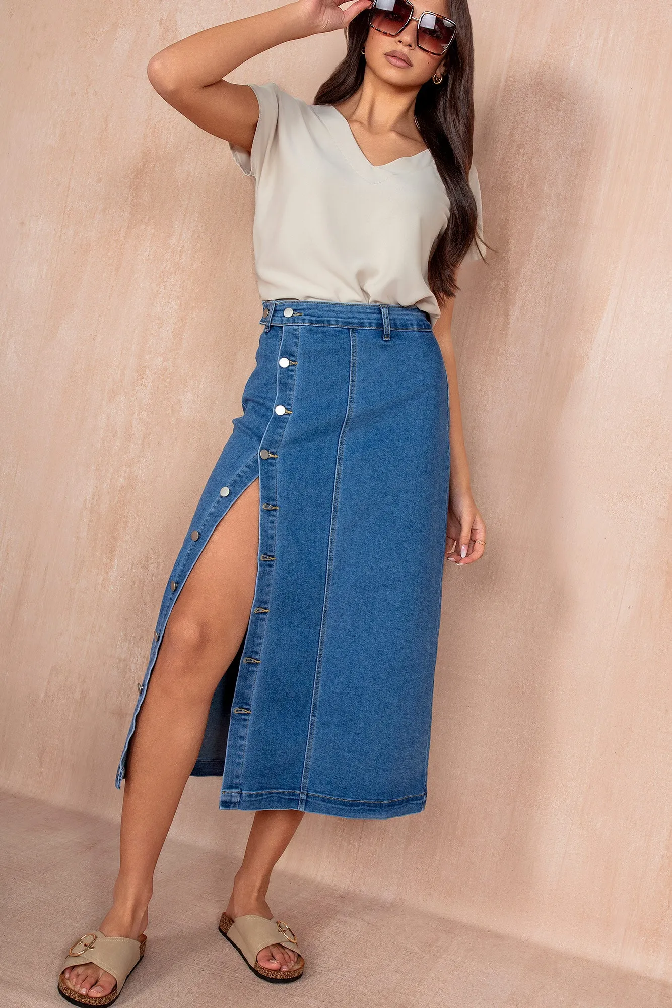 Bethany Dark Blue Denim Skirt