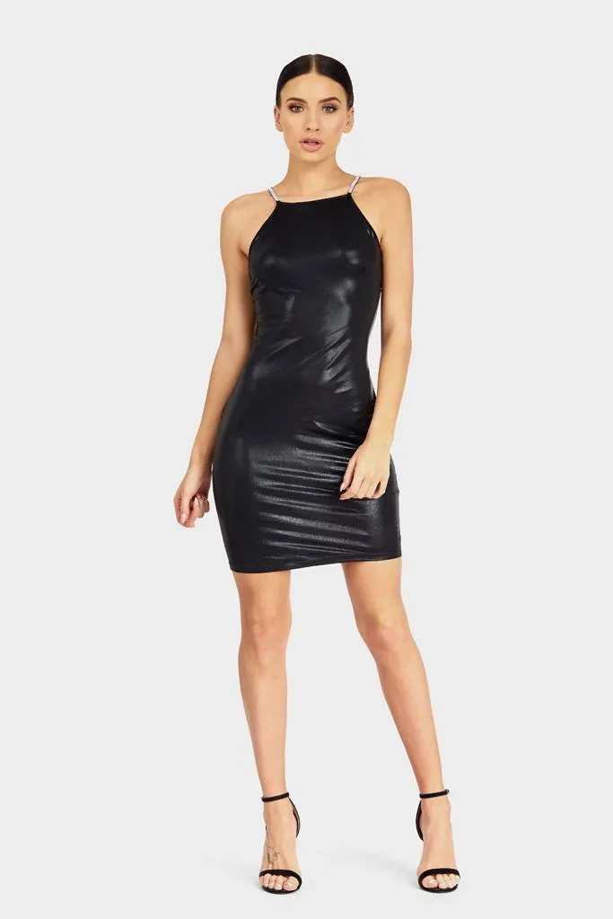 Black Dress Diamante back strap