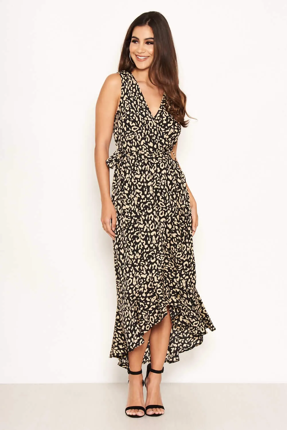 Black Leopard Print Maxi Dress