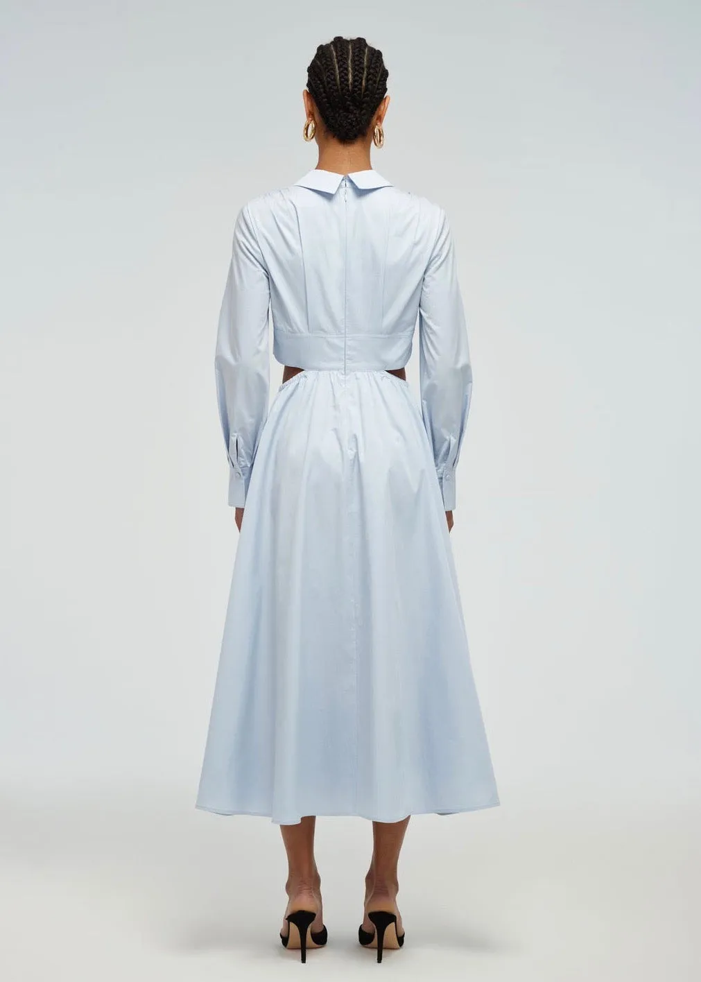Blue Cotton Cut-Out Dress (Light Blue)