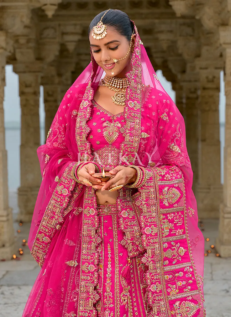 Bridal Pink Multi Embroidered Traditional Lehenga Choli