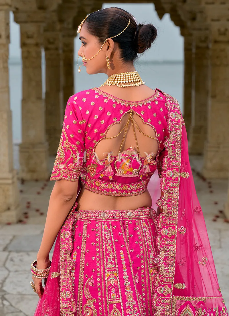 Bridal Pink Multi Embroidered Traditional Lehenga Choli