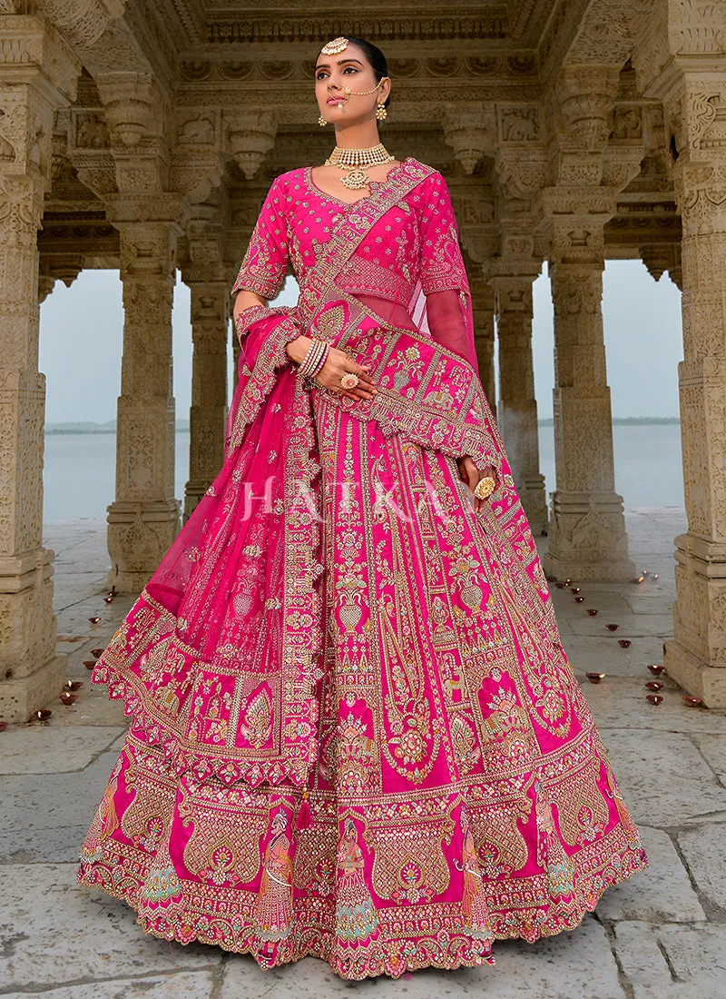 Bridal Pink Multi Embroidered Traditional Lehenga Choli