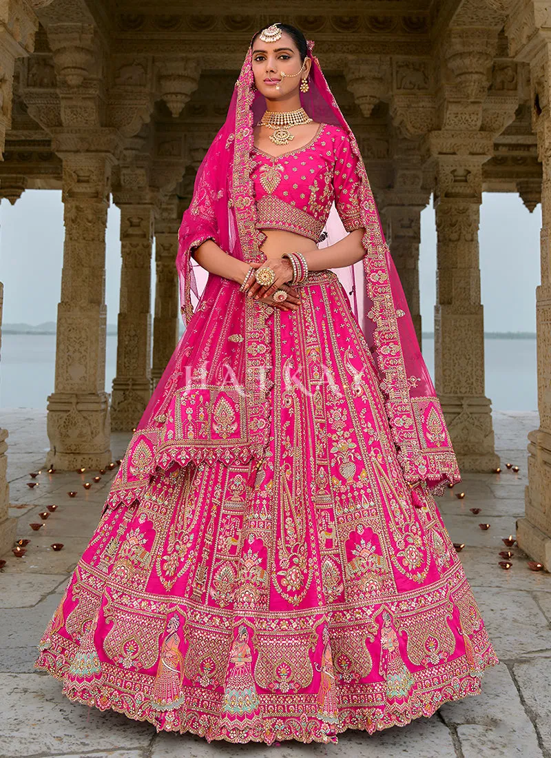 Bridal Pink Multi Embroidered Traditional Lehenga Choli