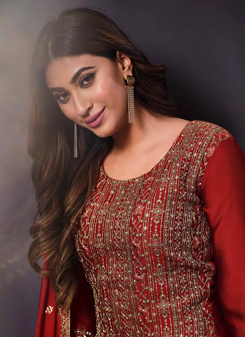 Bridal Red Sequence Embroidery Pant Style Suit