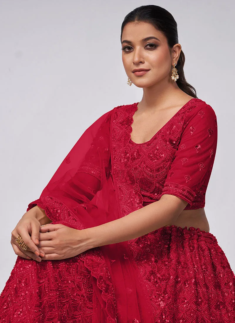Bridal Red Sequence Embroidery Wedding Lehenga Choli