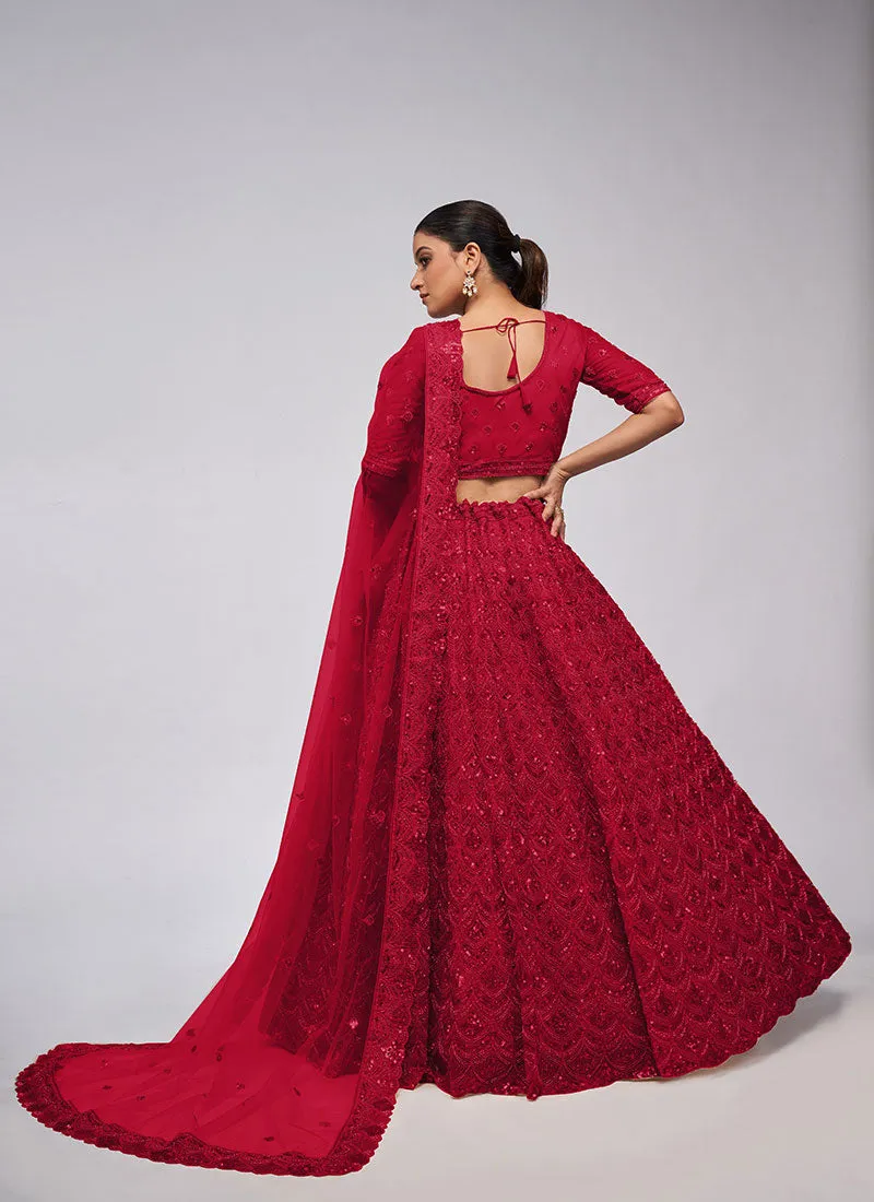 Bridal Red Sequence Embroidery Wedding Lehenga Choli