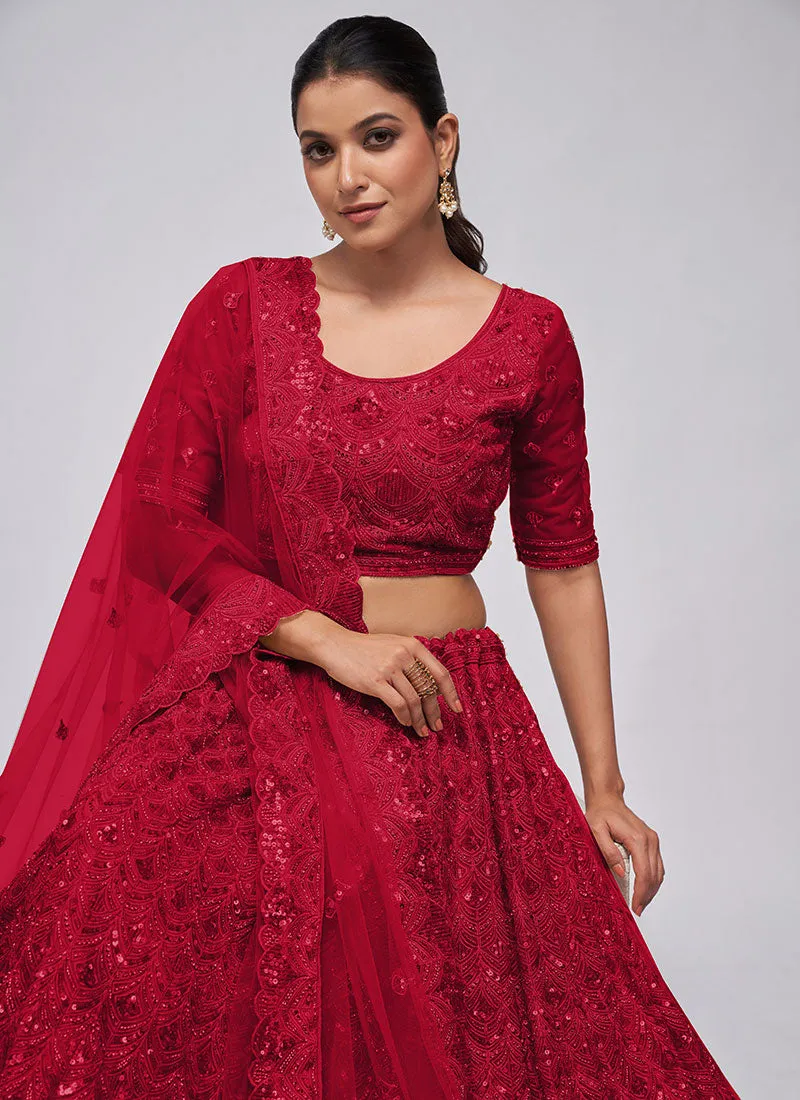 Bridal Red Sequence Embroidery Wedding Lehenga Choli