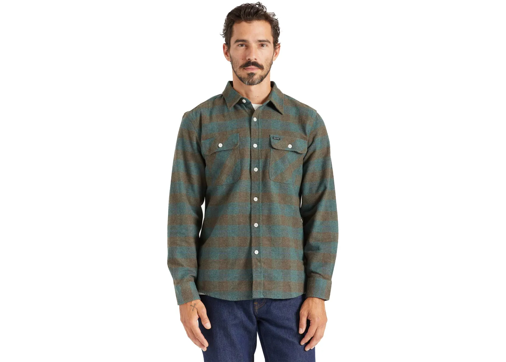 Brixton Bowery Flannel Long Sleeve Shirt Ocean