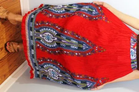 Broomstick Skirt ! Ethnic Print Crinkle Rayon ! One Size, Fits Most ! Peasant Boho !!
