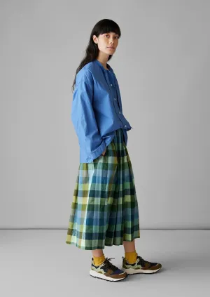 Cabin Check Cotton Skirt, Juniper