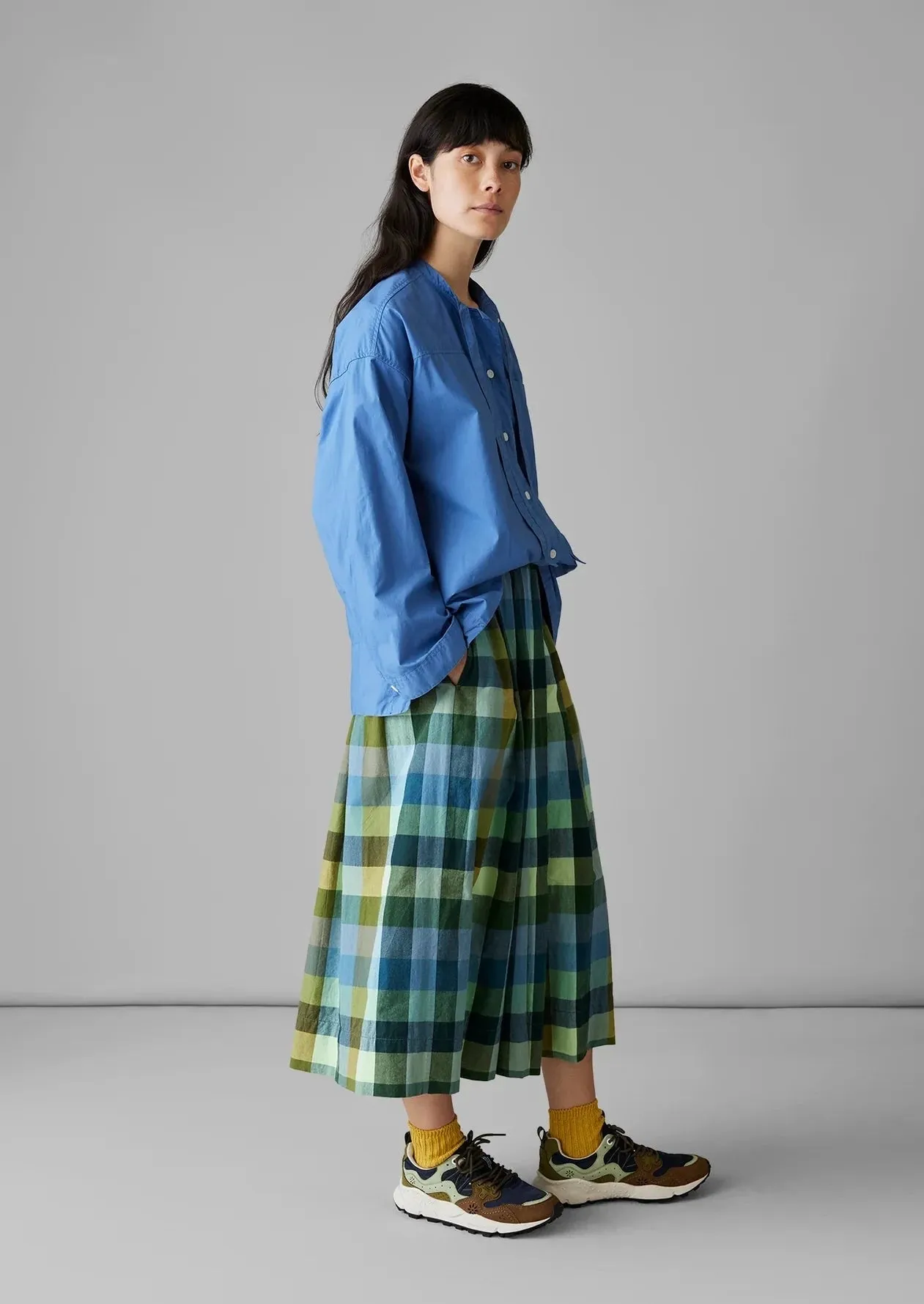 Cabin Check Cotton Skirt, Juniper