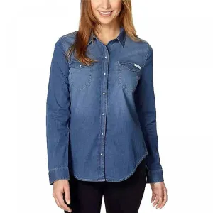 Calvin Klein Jeans Women's Snap Front Long Sleeve Chambray Shirt
